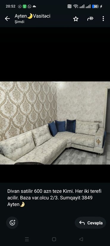 Yataq otağı dəstləri: Künc divan