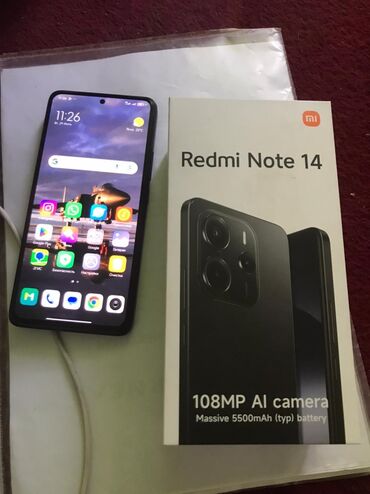 телефонный номер: Redmi, Redmi Note 14, Жаңы, 128 ГБ, түсү - Кара, 2 SIM