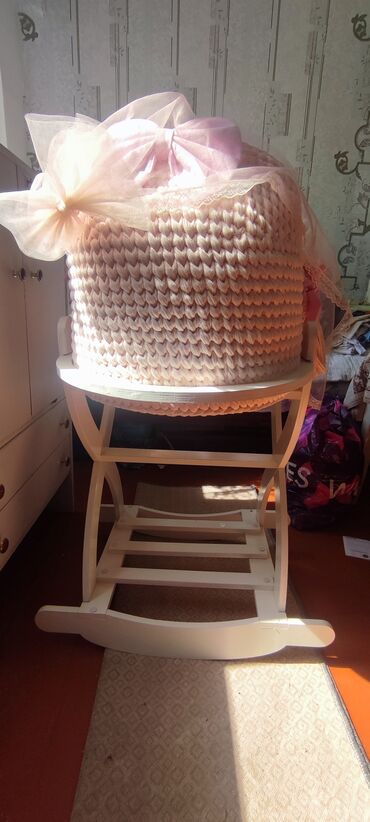 Другие товары для новорождённых: Плетёная люлька для новорождённого с комплектом текстиля и — 6