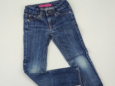 jeansy o kroju mom: Spodnie jeansowe, 7 lat, 116/122, stan - Dobry
