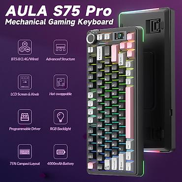 aula s6: Клавиатура, Aula, Механическая, Bluetooth, Проводное подключение, Размер: 75% — 10