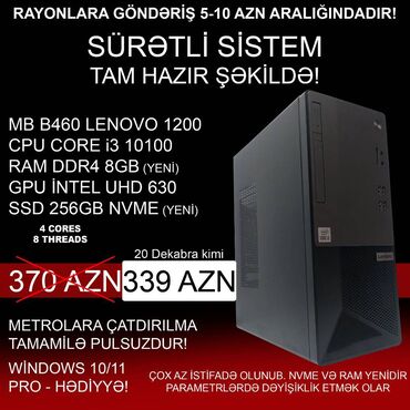 Masaüstü kompüterlər və iş stansiyaları: Masaüstü Kompüter "DDR4 B460 1200 Lenovo Core i3 10100” Dekabr ayının -da lalafo.az — 1 Masaüstü kompüterlər və iş stansiyaları: Masaüstü Kompüter "DDR4 B460 1200 Lenovo Core i3 10100” Dekabr ayının — 1