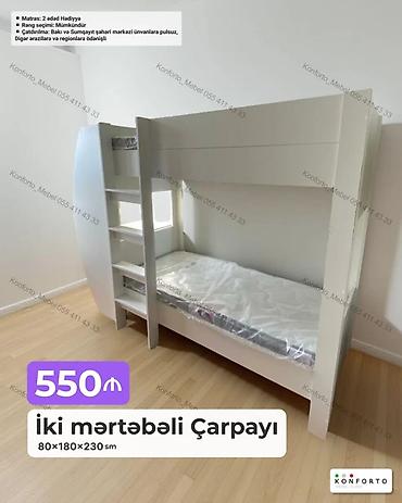 Ev və bağ: İki mərtəbəli çarpayı – 80×180×230 sm - Rəng seçimi: mümkündür - — 1