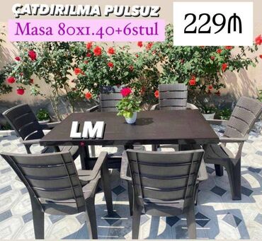 Masa və oturacaq dəstləri: Yeni Plastik masa + 6 stul dəsti📌 Türk istehsalı masa Qiymət: 229₼