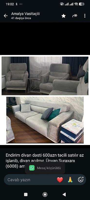 Endirim divan dəsti 600azn təcili satılır az işlənib, divan açılmır lalafo.az -da Endirim divan dəsti 600azn təcili satılır az işlənib, divan açılmır
