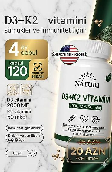 ağ sarucka: Naturi D3+K2 vitamini – sümüklər və immunitet üçün kompleks dəstək — 1