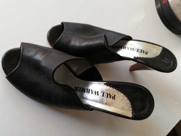 черная обувь: Итальянские босоножки-сабо. Натуральная кожа. Состояние отличное. 1500