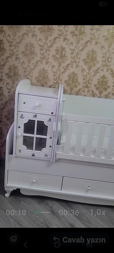 kreditle divan kreslo: Ağ rəngli çoxfunksiyalı beşik-dolap kombini - Material: MDF/taxta — 5