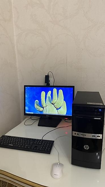 Masaüstü kompüter seti – HP sistem bloku + LG monitor + klaviatura və