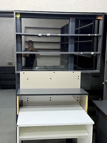 Dolab vitrinləri: Mağaza mebeli və vitrin dəsti - Böyük divar rəf sistemi: 4 moduldan — 5