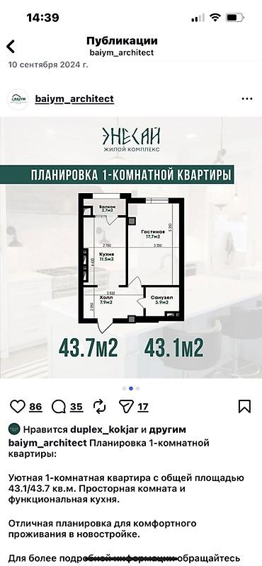 11: Индивидуалка, 1 комната, 43 м² — 3
