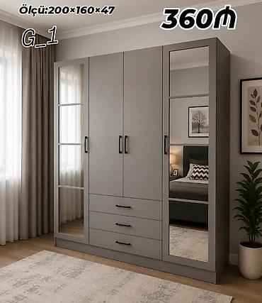 qapi otaq: G_1 model paltar dolabı - Ölçü: 200 × 160 × 47 sm - Rəng: boz, mat — 1