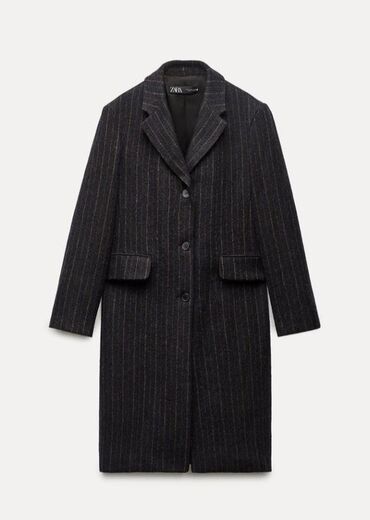 черное пальто: Пальто, Классика, Осень-весна, Овечья шерсть, По колено, Однобортная модель, M (EU 38)