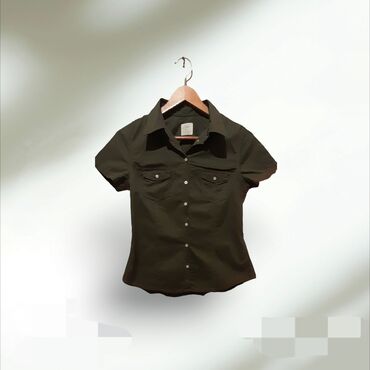 Košulje: H&M, XS (EU 34), Pamuk, Jednobojni, bоја - Maslinasto zelena