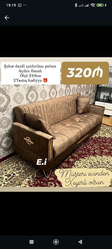 Divanlar: Açılan bazalı divan - Ölçü: 210 sm - Şəhər daxili çatdırılma pulsuz - — 1