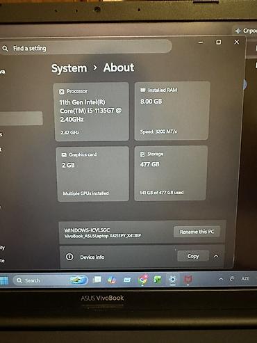 asus j208: İşlənmiş ASUS Vivobook, 14 ", Intel Core i5, 512 GB — 4