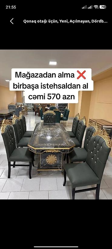 kafe ucun stol stullar: Dördbucaq masa, Qonaq otağı üçün, 8 nəfər, Açılmayan, Zəmanətsiz — 1
