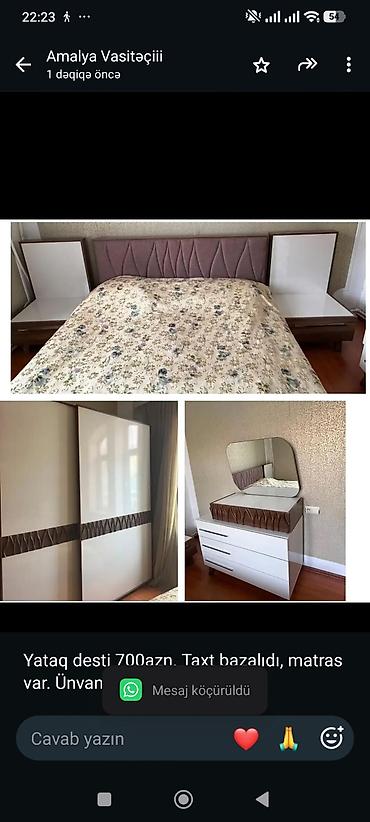Yataq desti 700azn. Taxt bazalıdı, matras var. Ünvan Badamdar (aml)