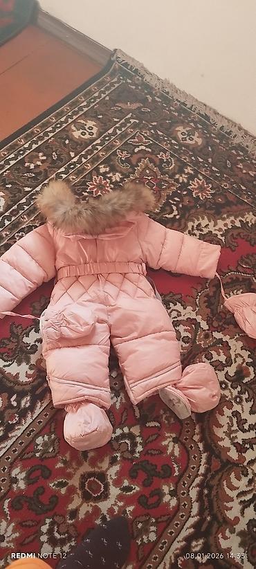 Верхняя одежда: Зимний детский комбинезон-трансформер, розовый. - Теплый стеганый — 4
