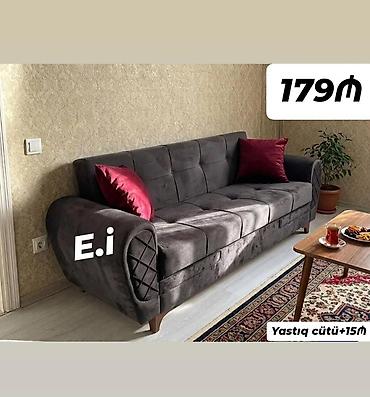Qonaq otağı üçün şık divan - Rəng: tünd boz (antrasit) - Material