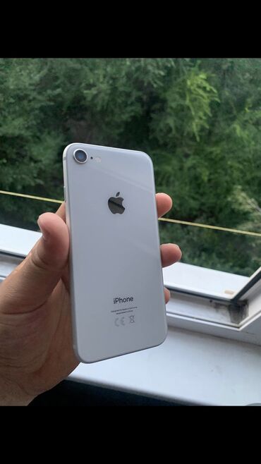 iphone 15 pro max цена бишкек: IPhone 8, Колдонулган, 64 ГБ, Ак, Заряддоочу түзүлүш, Каптама, 100 %