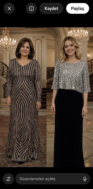 Zərif gecə geyimləri – 2 model 1) Payetli uzun don - Rəng: qara/boz