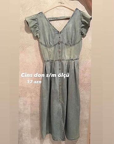cins sarafanlar: Məhsul: Cins don - Ölçü: S/M - Rəng: Açıq mavi denim - Material: Cins — 1