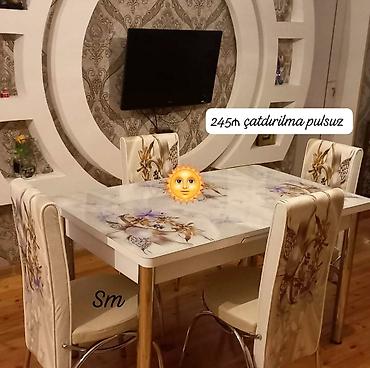 metbex stolu: Mətbəx üçün, Yeni, Açılan, Dördbucaq masa, 4 stul — 1