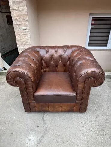 Stilske fotelje: Chesterfield fotelja - PRAVA KOŽA 🛋️✨ Prava box koža, fotelja u — 12
