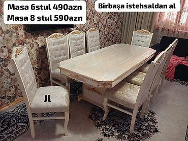 masa satisi: Mətbəx üçün, Yeni, Açılmayan, Dördbucaq masa, 6 stul — 4