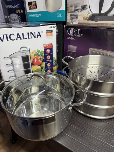 Кухонные наборы: Манты казан Мантушница Манты казан на выбор Нержавеющая, алюминий — 12
