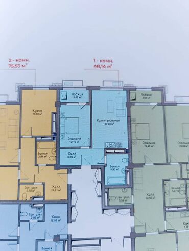 Продажа участков: 1 комната, 48 м², Элитка, 6 этаж, ПСО (под самоотделку)
