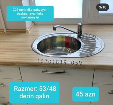 Mətbəx çanaqları: Qabyuyan moykalar nerjavika paslanmayan. leke saxlamayan. derin — 18