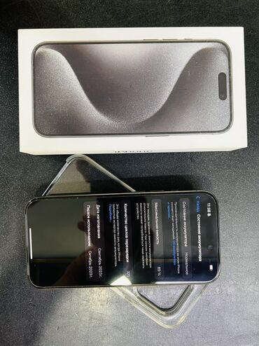 обмен на системный блок: IPhone 15 Pro, Колдонулган, 256 ГБ, Black Titanium, Куту, 89 %