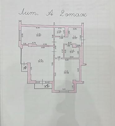 86: 2 комнаты, 86 м², Асанбай мкр Элитка, 2 этаж, ПСО (под самоотделку) — 3