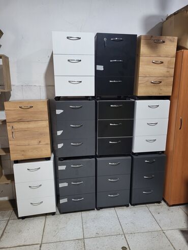 cöke ağacı: Ofis üçün təkərli komodlar – 3 çekmecəli - Modellər: ağ, qrafit/boz