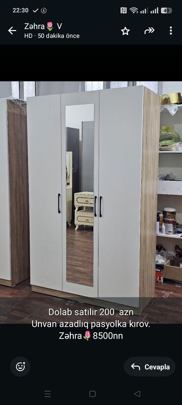 стеллаж шкаф: Dolab satılır 200 azn
Unvan azadlıq pasyolka kırov.
Zəhra🌷8500nn
