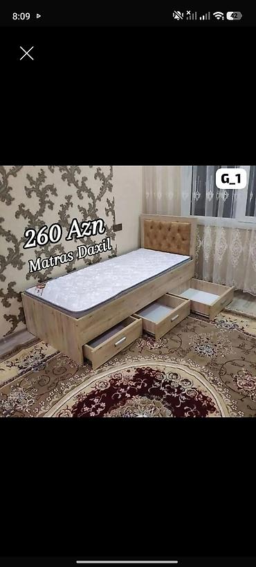 Yeni, Təknəfərlik çarpayı, Bazasız, Matras ilə, Siyirməli