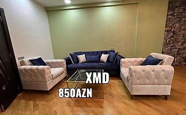 Ev üçün mebel: Klassik üslubda 3+1+1 yumşaq mebel dəsti - Tərkibi: 1 ədəd 3 nəfərlik — 1