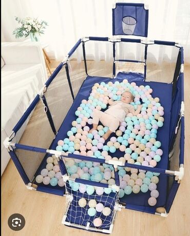 Другая детская мебель: Игровой манеж новый, цвет синий размер 1.8*1.5. Цена 2700 сом. В