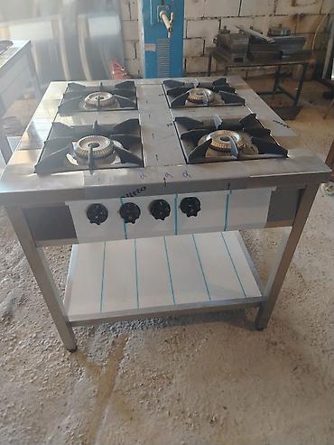 mini pec: Peşəkar mətbəx üçün paslanmaz poladdan qaz plitəsi - 4 güclü qaz — 1