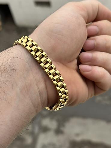 Aksesuarlar: Qızılı rəng metal kişi bilərziyi – “jubilee” tipli enli halqalar - — 2