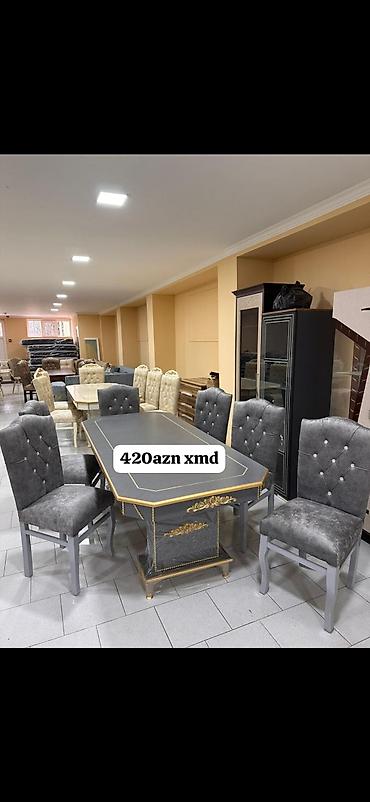qədimi stol: Yemək otağı dəsti - Tərkib: 1 ədəd dikdörtqan masa + 6 ədəd stul - — 1