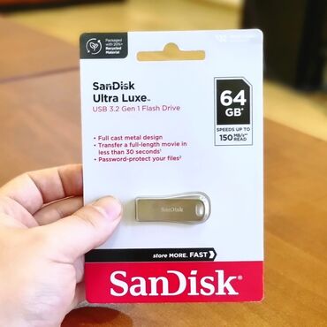 Flash kartlar: Flash kart Sandisk, 64 GB, USB 3.1, İşlənmiş