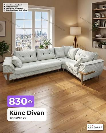 Künc divan – 300×200 sm - Mexanizm: açılan, bazalı (yataq funksiyalı lalafo.az -da Künc divan – 300×200 sm - Mexanizm: açılan, bazalı (yataq funksiyalı
