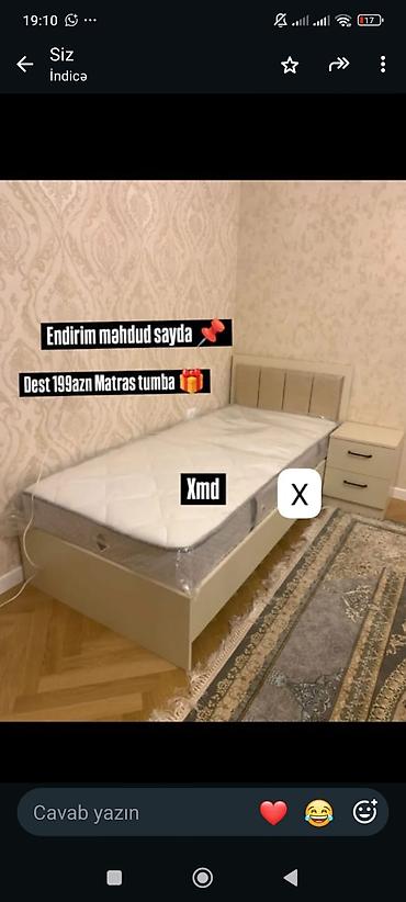tumuckalar: Yataq dəsti – tək nəfərlik • Komplekt: çarpayı + matrass + tumbə • — 1