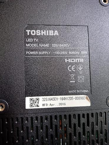 TV və video: İşlənmiş Televizor Toshiba LED ekran 32" — 2