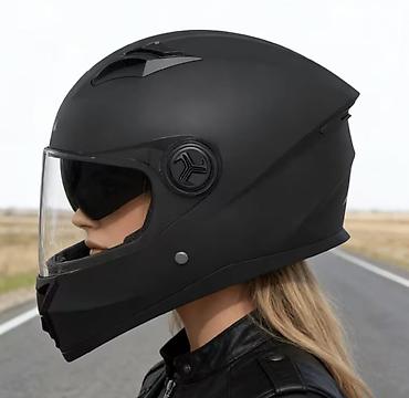 moto satış: Kaska Endirimlə 35-azn Tam üzlü motosiklet dəbilqəsi mat qara Ünvan Q — 3