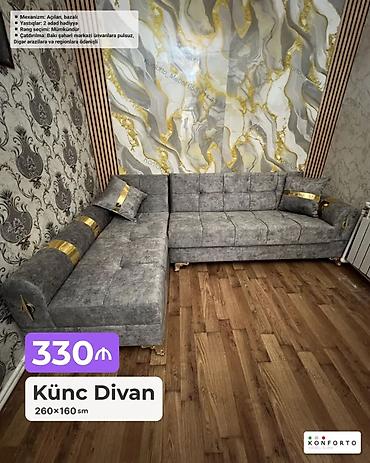 Ev və bağ: Künc Divan – 260×160 sm - Açılan, bazalı mexanizm: gündəlik oturma və — 1