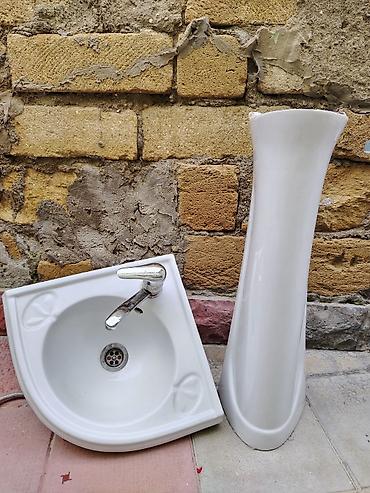 su ceni nerj: Künc tipli keramika əl yuma lavabosu və pedestalı (dəst) - Material — 4